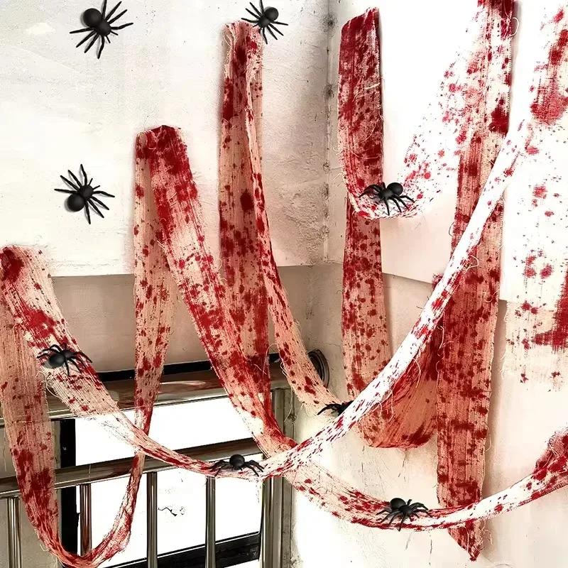 2025 Halloween Bloody Bandage Roll Fake Blood Gauze Wrap for Zombie Mummy Costume Party DIY Decor Accessories