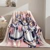 Soft Flannel Throw Blanket With 2D HD Neko Maid Servant Anime Print, Lightweight Warm Decorative Blanket For Bedroom Sofa Travel