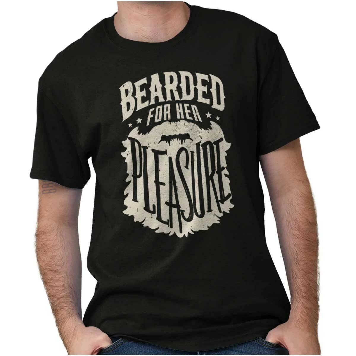 Funny Sarcastic Bearded For Her Pleasure Mens Casual Crewneck T Shirts Tees XXL