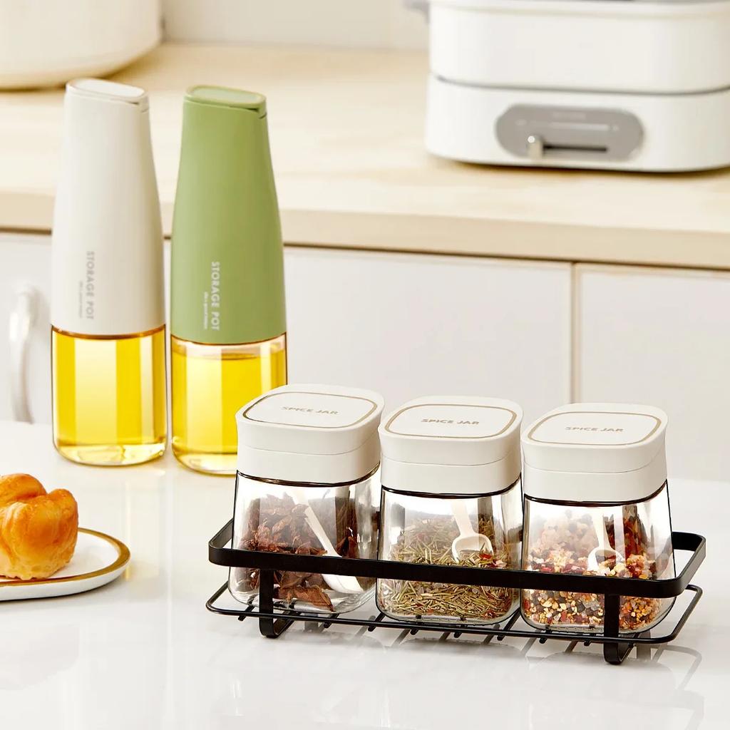 500ML Oliera Bottiglia Dispenser Bottiglia Salsa Bottiglie di Vetro per Conservazione Spezie Spray Olio di Vetro Aceto Strumenti Creativi per la Cucina