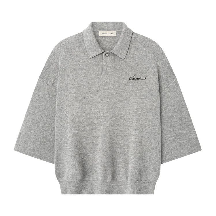 Men's Fear of God Essentials Signature Quarter Sleeve 90's Knit Polo 'Concrete Heather'
