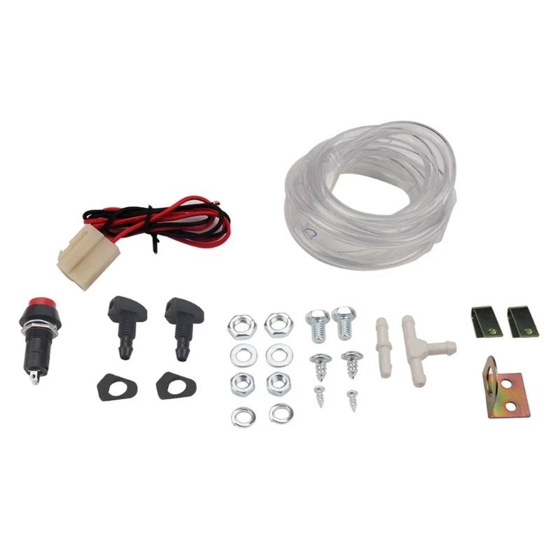 High Efficiency 1.5L 12V Universal Windshield Washer Reservoir Pump Kit Suitable for Most Vehicles Plastic Metal Design