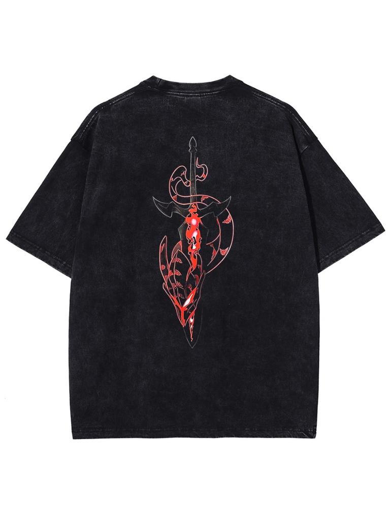 ARISE 'Solo Leveling' Maglietta Vintage in Cotone a Maniche Corte, Vestibilità Larga e Comoda, Unisex