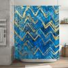 Blue Gold Wave Shower Curtain Waterproof Home Decor Bathroom Decoration DIY Art Painting Wall Hanging Shower Curtains for Kitche