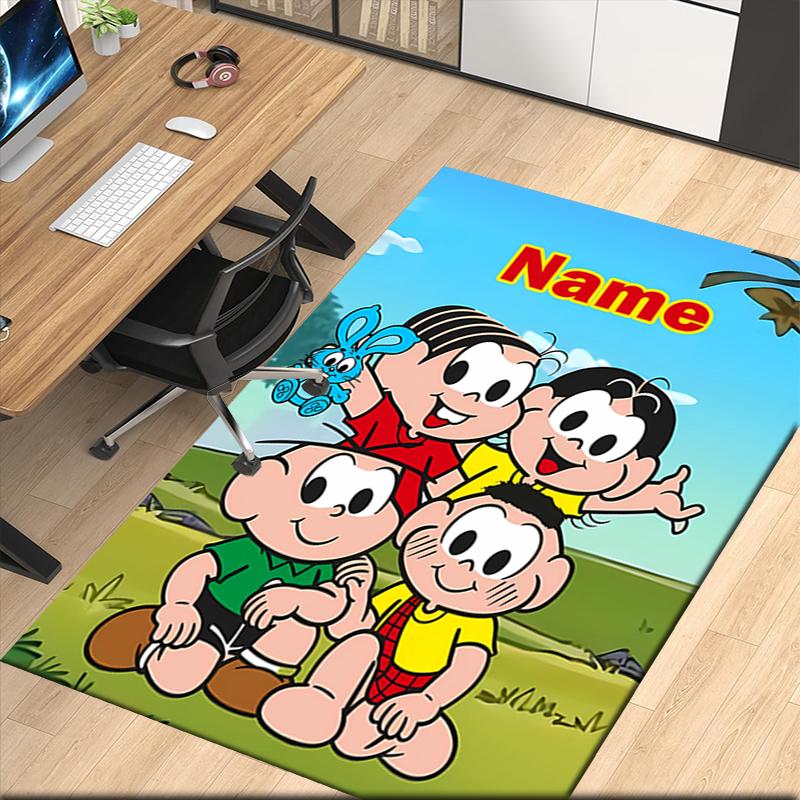 Custom Name Turma Da Mônica Printed Carpet, for Office Chair Living Room Bedroom Kitchen Room Decor Gifts.