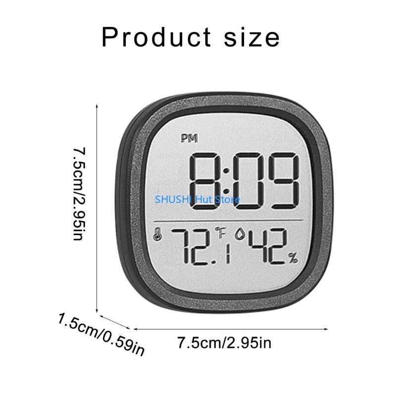 Digital Thermometers Hygrometer with LCD Screen Date Display Battery Operated Alarm Clock for Home and Office D57B