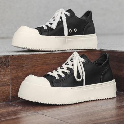 Trendy Men Platform Leather Skate Shoes Men's Leisure Thick Bottom Sports Casual Sneakers Mens Height Increase Lace Up Shoe New