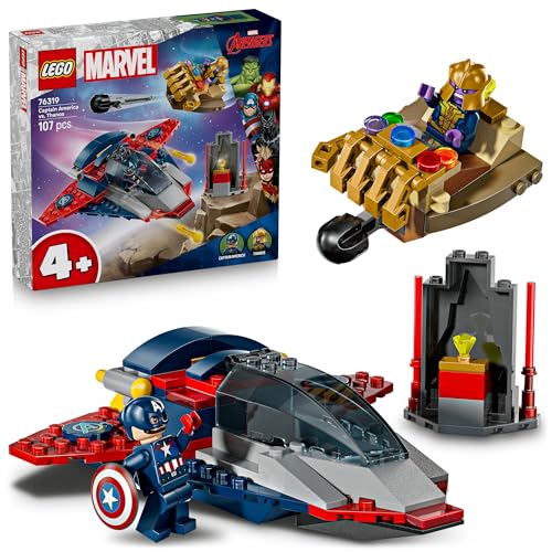 

LEGO Marvel Капитан Америка против. Игрушка Танос, Подарок на День Рождения, Строительные Блоки, Развивающая Игрушка для Мальчиков и Девочек, Возраст 4, 5 и 6 лет, Товары Marvel, Фигурка