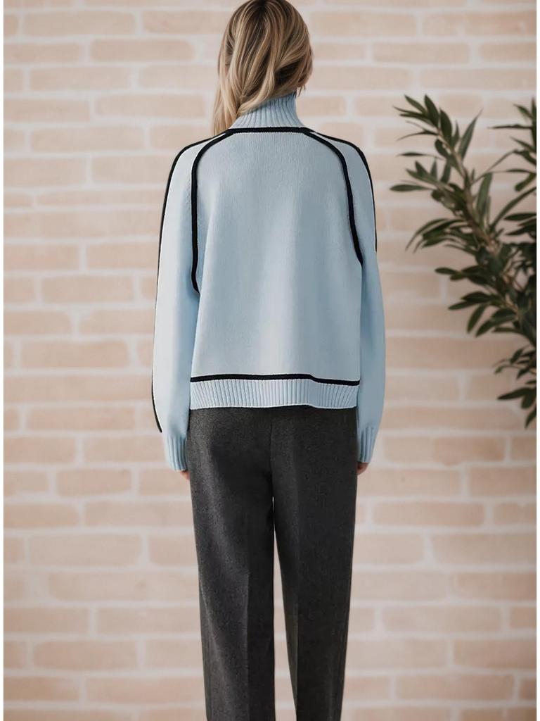 Herbst/Winter Gestreifter Schlankmachender Lässiger Lockerer Pullover Strickpullover