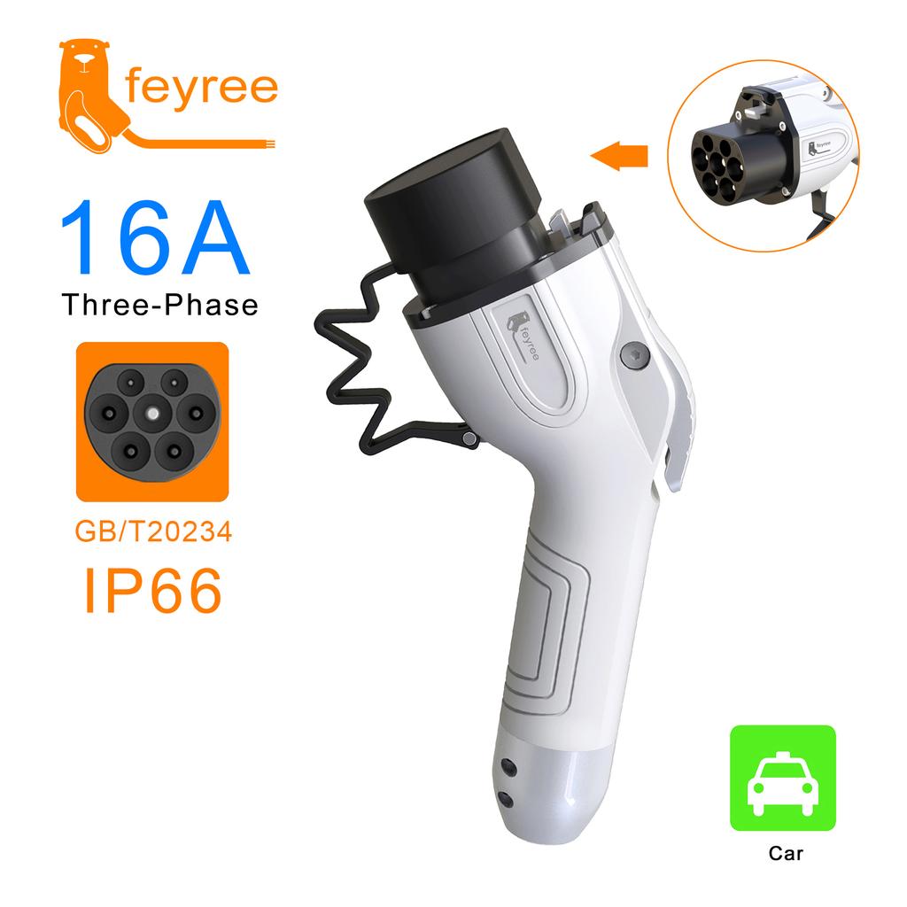 Feyree EV Car Charger Plug Female Car Side GB/T Adapter 16A 32A 1 Phase 3 Phase for Electric Vehicle Charging Station EVSE