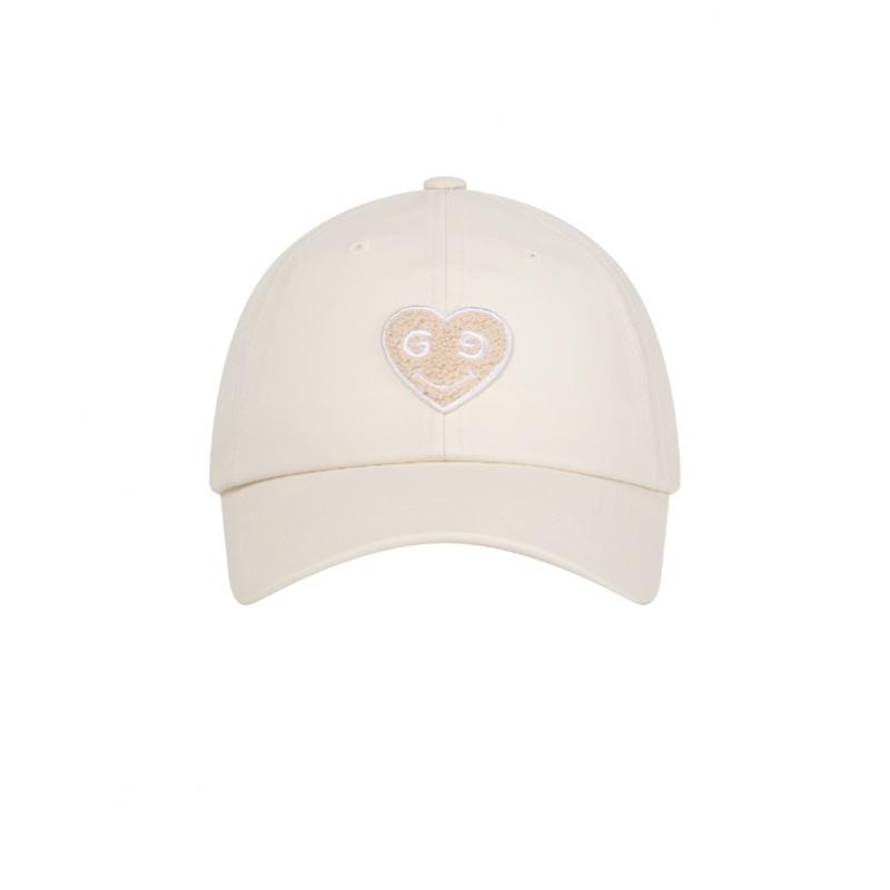Goxo Woven Ballcap Smile Heart Beige