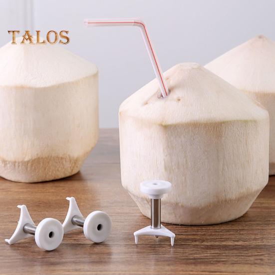 3-teiliger Kokosnuss-Lochstanzer, kompakt, langlebig, Edelstahl, leicht zu verstauen, einfache Bedienung, wiederverwendbarer Kokosnussöffner