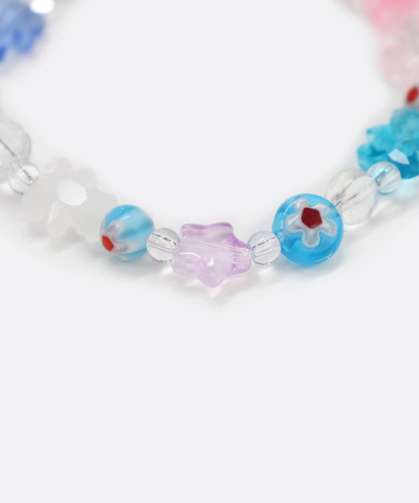 Bonbeau Little Joy Motif Mix Bracelet Colored Glass Flower Star Teddy Bear Motif Mix Bead Bracelet