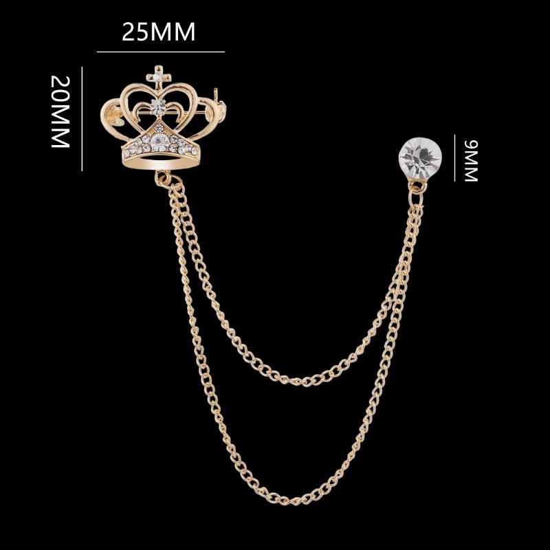 Men's Fashion Suit Brooch Simple Diamond Tassel Metal Wedding Dress Suit Brooch Collar Pin