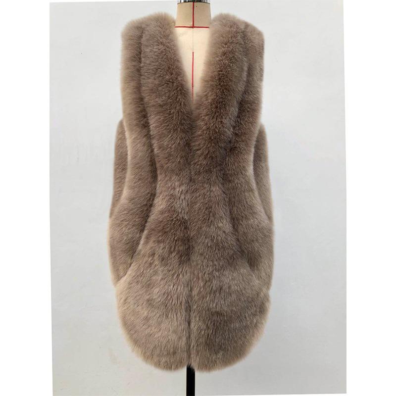 Haining Fur Autumn and Winter New Fox Fur Women's Casual Fur Coat Imitation Fur Vest