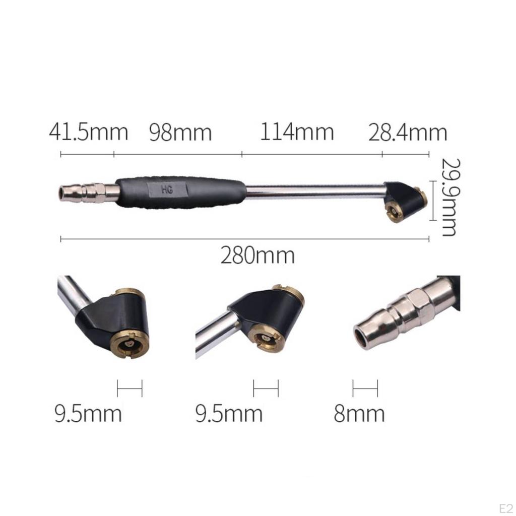 TwoTire Inflator Attachment Sturdy Air Chuck Duty Inflation Rod with Rubber Grip NonSlip