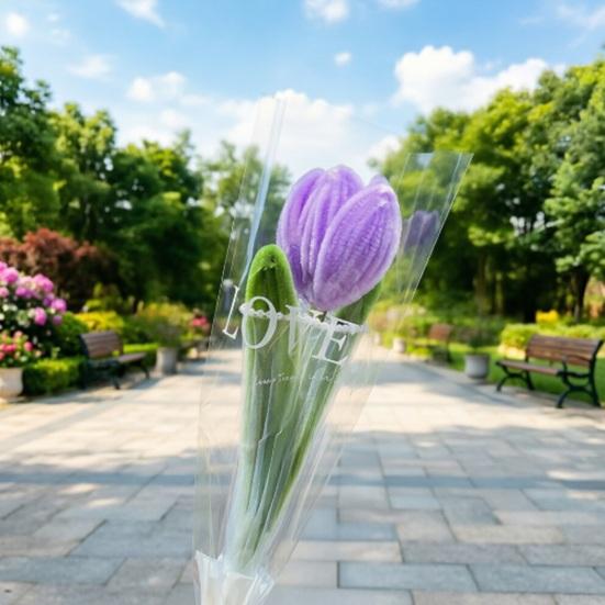 Twist Stick Tulip Bouquet Suede Texture Artificial Tulip Flowers in Pipe Cleaners Tulip Flowers Bouquet Long-Lasting Simulation Tulips for