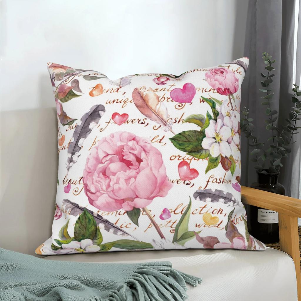 Pink Floral Home Decor Spring Flower Pillowcase Living Room Wedding Pillowcase Sofa Square Cushion Cover