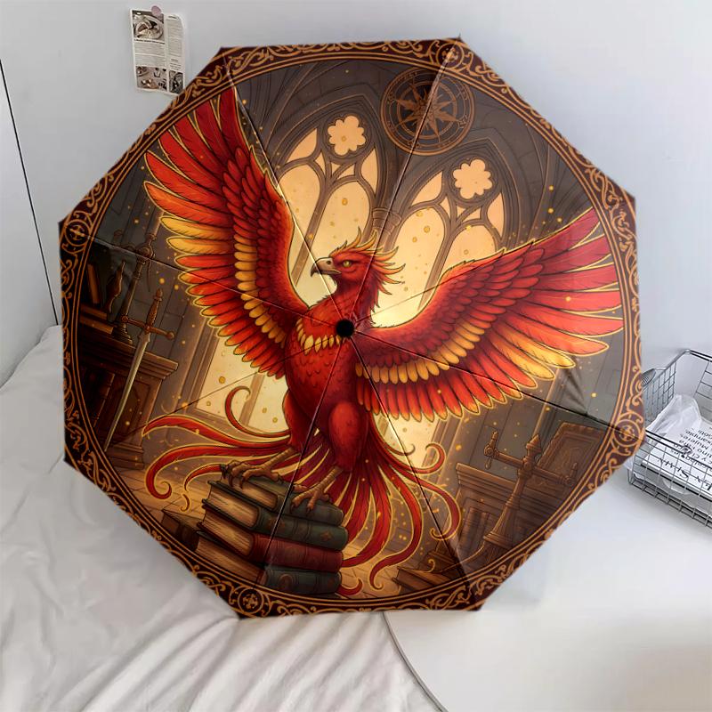 1 шт. Автоматический складной зонт - Узор «Волшебный эльф», Портативный и складной дизайн с 8 спицами, Рождественские и Новогодние подарки