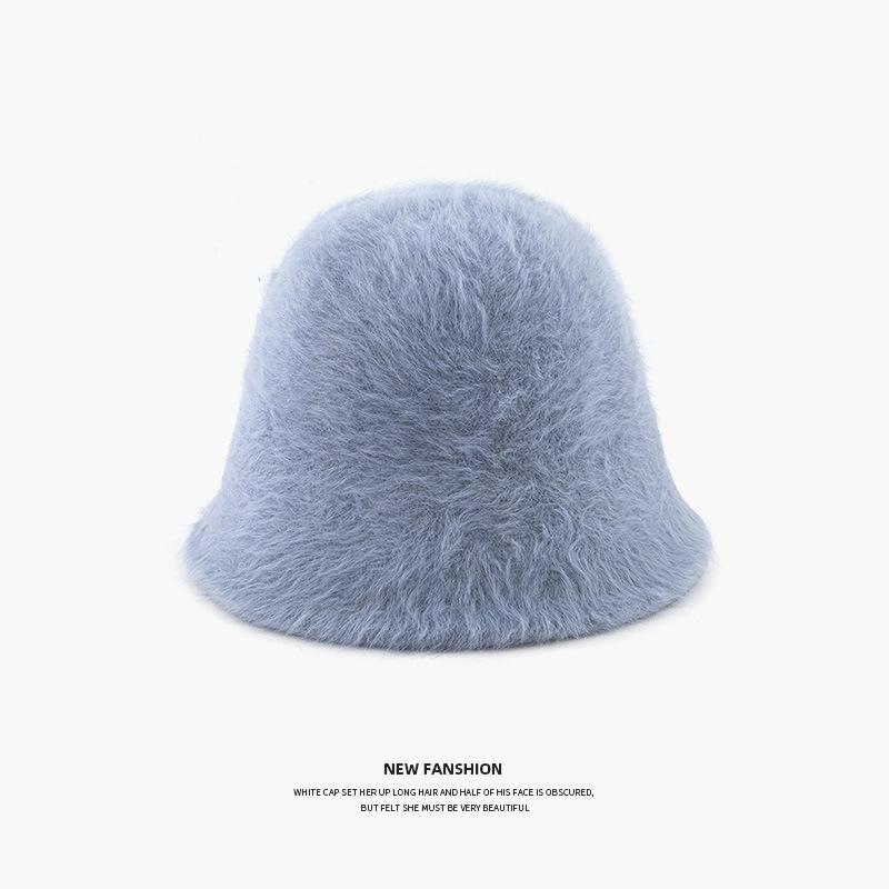 Rabbit Fur Plush Basin Hat Enlarged Hat Women's Winter Versatile Face Covering Warm Bucket Bucket Hat