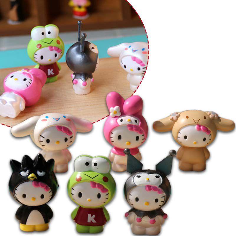 Rozkošných 6ks Hello Kitty Kuromi Sanrio Roztomilých Panenek Příslušenství Pro Sběratele