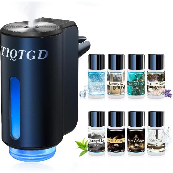 Smart Car Air Freshener, Car Air Freshener Diffuser With 3 Adjustable Light Modes, Rechargeable Aromatizante Para Carro With 8Pcs Essential Oil,