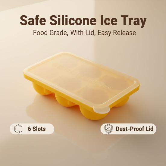 Carrot Shape Ice Cube Tray with Lid Carrot Shape 6-Cavity Food-Grade Silicone Mold for Whiskey Cocktails Easy-Release Leak-Proof Ice Cube Maker for