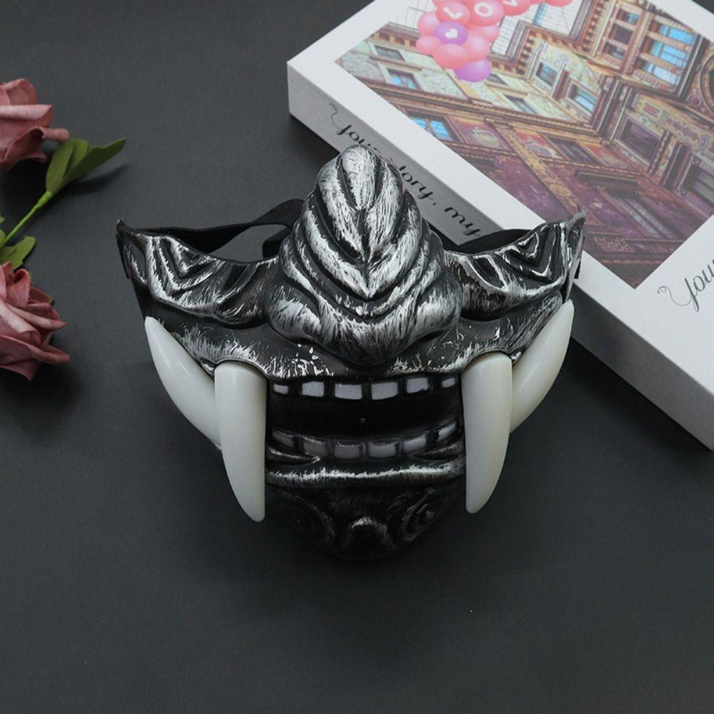Dress Up Half Face Mask Masquerade Party Cosplay Prop Funny Prajna Hannya Mask  Halloween