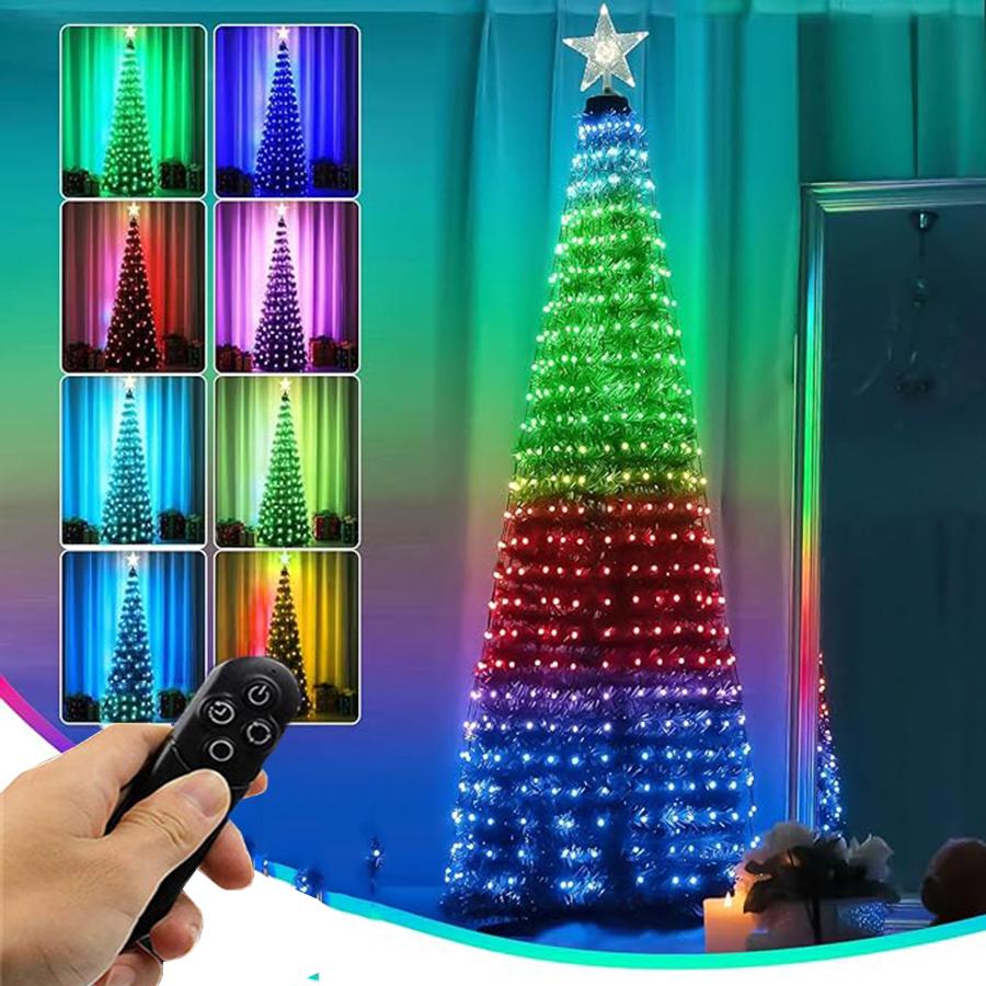 

1,8 м искусственная рождественская елка с дистанционным управлением и гирляндой из 304 светодиодов RGBIC для домашнего рождественского свадебного праздничного декора 1.2M 176LEDS