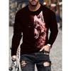 Animal Print Men's Long Sleeve T-shirt Spring And Autumn Men's Daily Casual Top 3D Wolf Print Men's Fashion Long Sleeve T-shirt