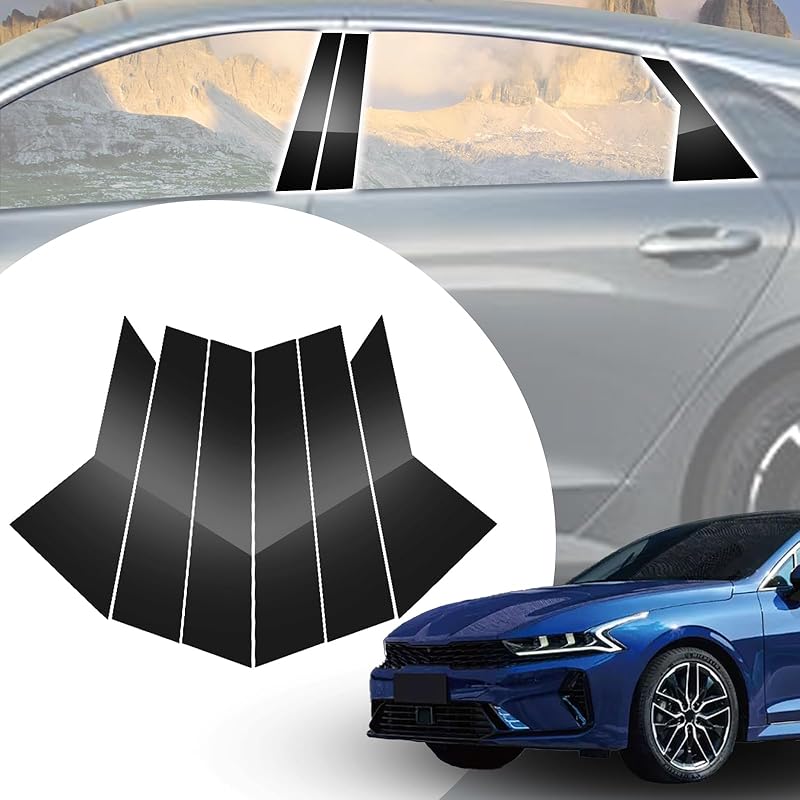 6pcs Glossy Black Exterior Door Window Pillar Posts Molding Cover Panel Trim Stickers Side Door Window Cover Trim Kits for Honda Civic 11th Gen  