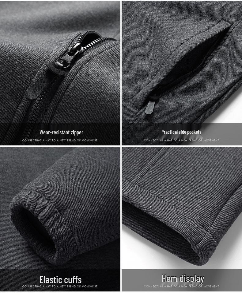 Men's Lambswool Fleece Jacket - Autumn/Winter Velvet Lined, Thick Warm Outerwear for Middle-Aged & Elderly.