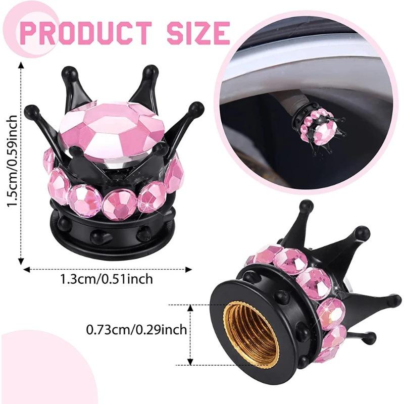 4 Crown Tire Stem Cover Blu-ray Rhinestone Universal Chrome Crown Tire Cover Car Accesorios Stem Caps1