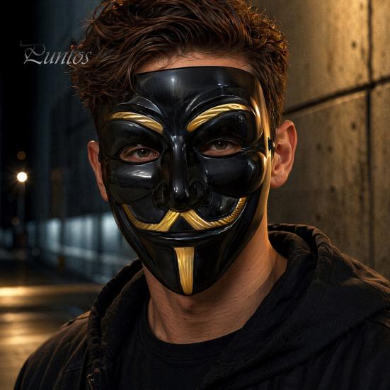 Unique Halloween Accessory Man Face Mask, Adjustable Elastic Strap Costume Full Stylish Festival Mask Anonymous Guy for Hip Hop Dance Parties Cosplay