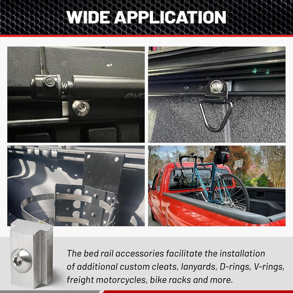 RED WOLF 3/8"-16 Thread T-Slot Nut For Toyota Tundra Tacoma Pickup Truck Cargo Bed Rail Deck Cleat Rack Trail 304 Stainless Steel Tie Down 6 Pack