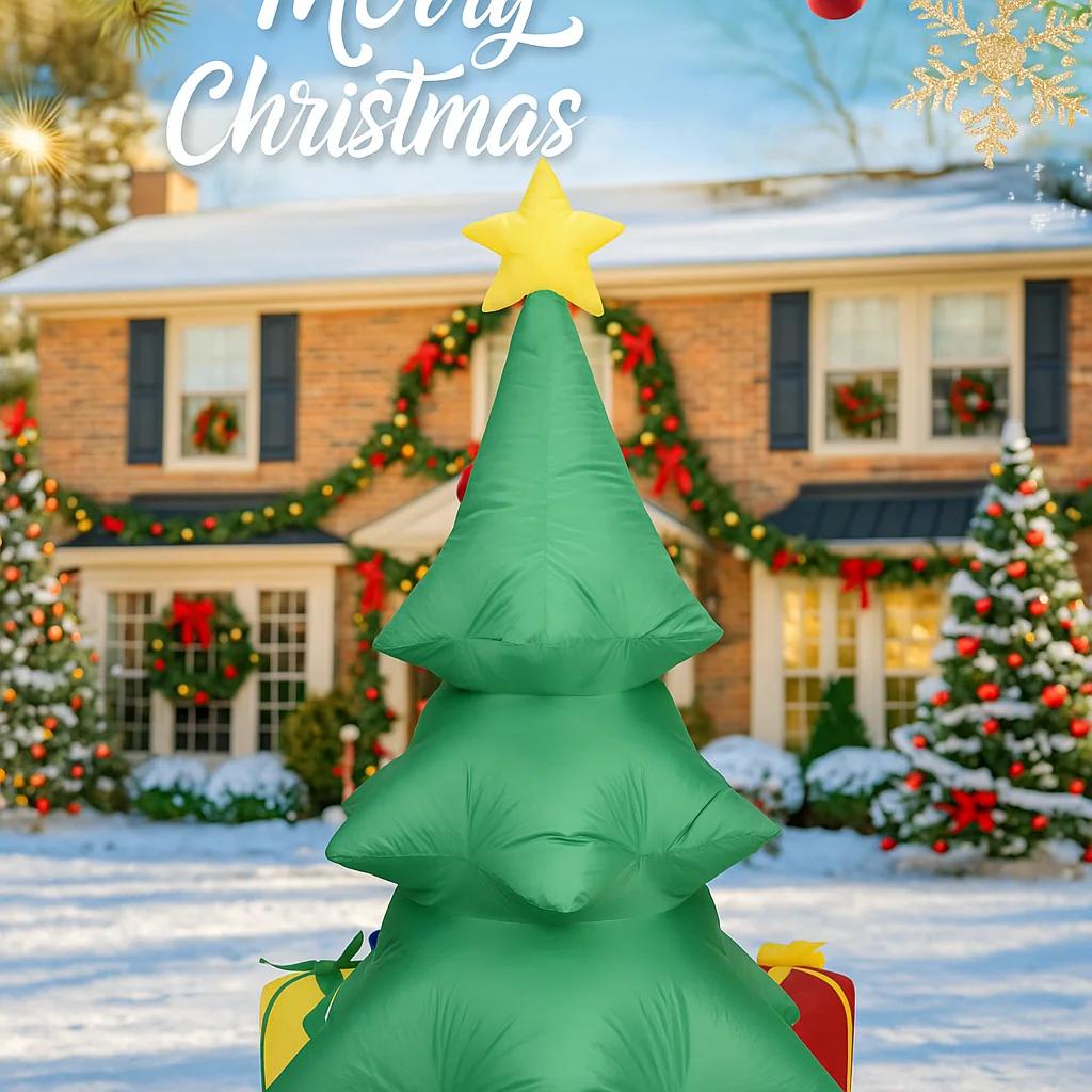 4.92FT Inflatable Toy Christmas Tree Gift Boxe Merry Christmas Festive Gifts Xmas Decorations for Yard Supplies Home Ornaments