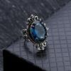 WOSIKATE Vintage  Thai CopperGoose Egg Shaped Synthetic Aquamarine Topaz Ring For Women Fashion Jewellery Engagement Ring