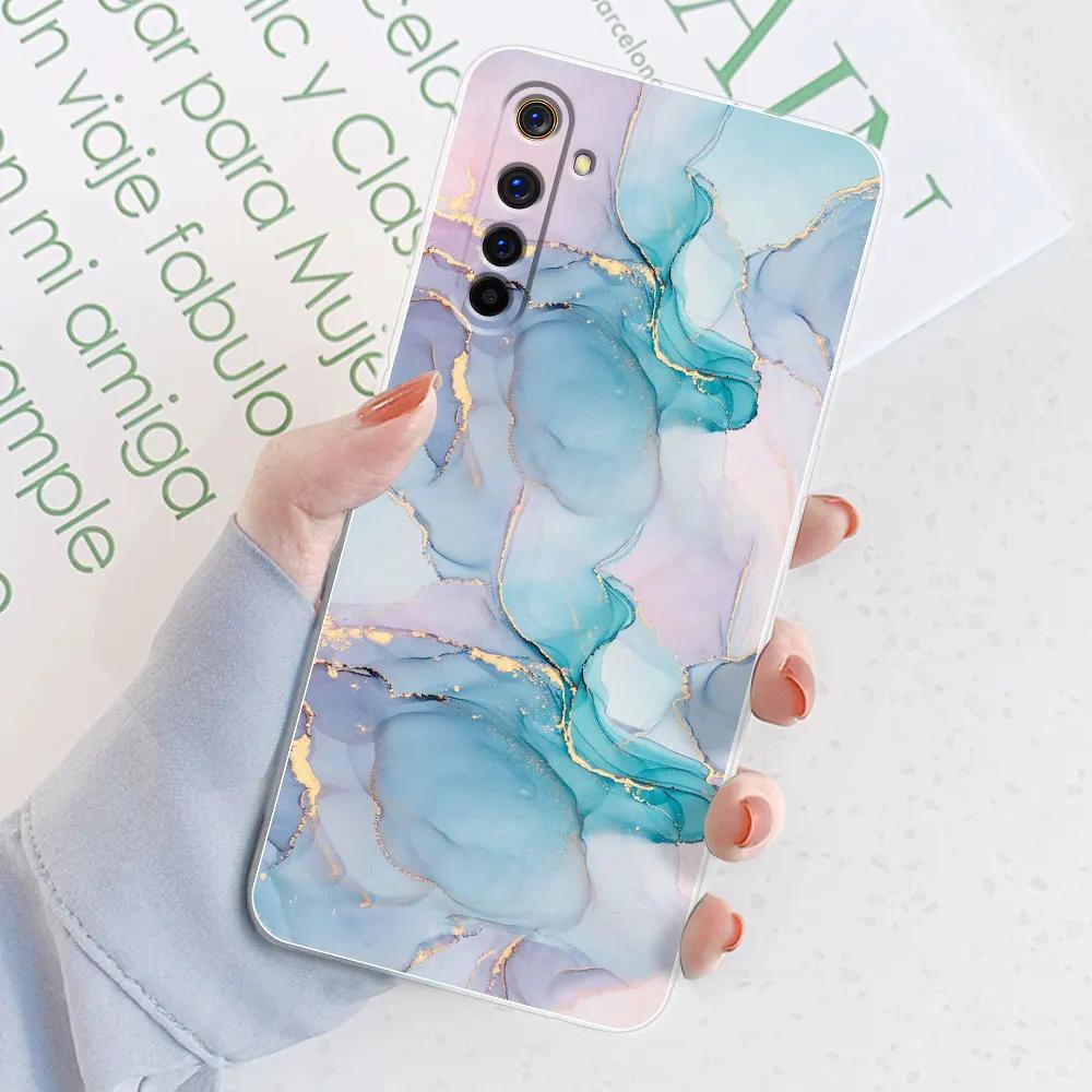 For Realme 6 Case Realme 6 Pro Watercolor Marble Transparent Cases For Realme 6S Cover For Realme6 i Silicone Back Bumper Funda