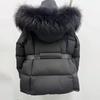Winter New European Fox Big Fur Collar White Goose Down Jacket Women's Short Hooded Waist Thickened Coat
