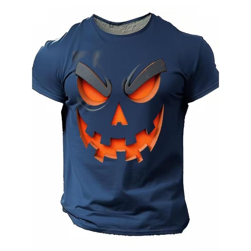 Fashion Halloween Men's T-shirts Clothing Crew Neck Short-sleeved Tee Funny Pumpkin 3D Printed Short Sleeve T-shirt For Men