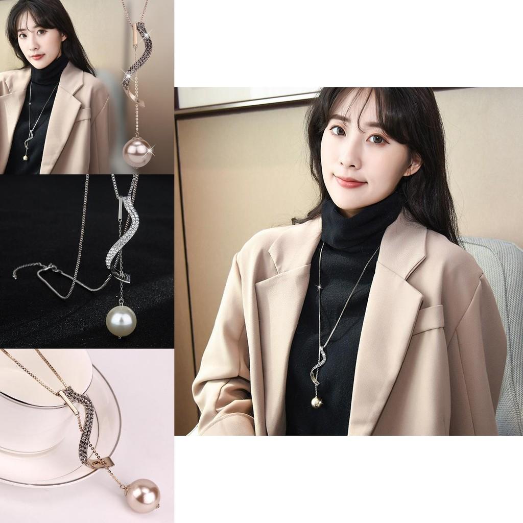 Necklace Luxurious Long For Women With Trendy Geometric Design And Elegant Details Pearl