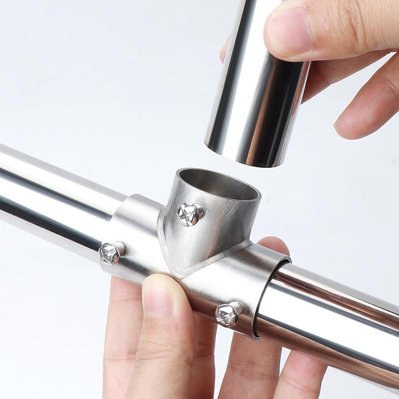Stainless Steel Round Pipe Connector for Clothes Rack and Shelf Joint Tee