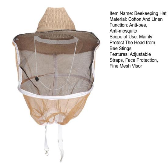 yangyizhi Beekeeping Hat with Veil, Adjustable Straps Wide Brim Full Mesh Visor Protection Bee for Face Neck Protection, Comfortable Fit Supplies