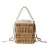 Straw Crossbody Tote Bags for Women Rattan Woven Purses and Handbags Ladies Pearl Beach Shoulder Hand Bag