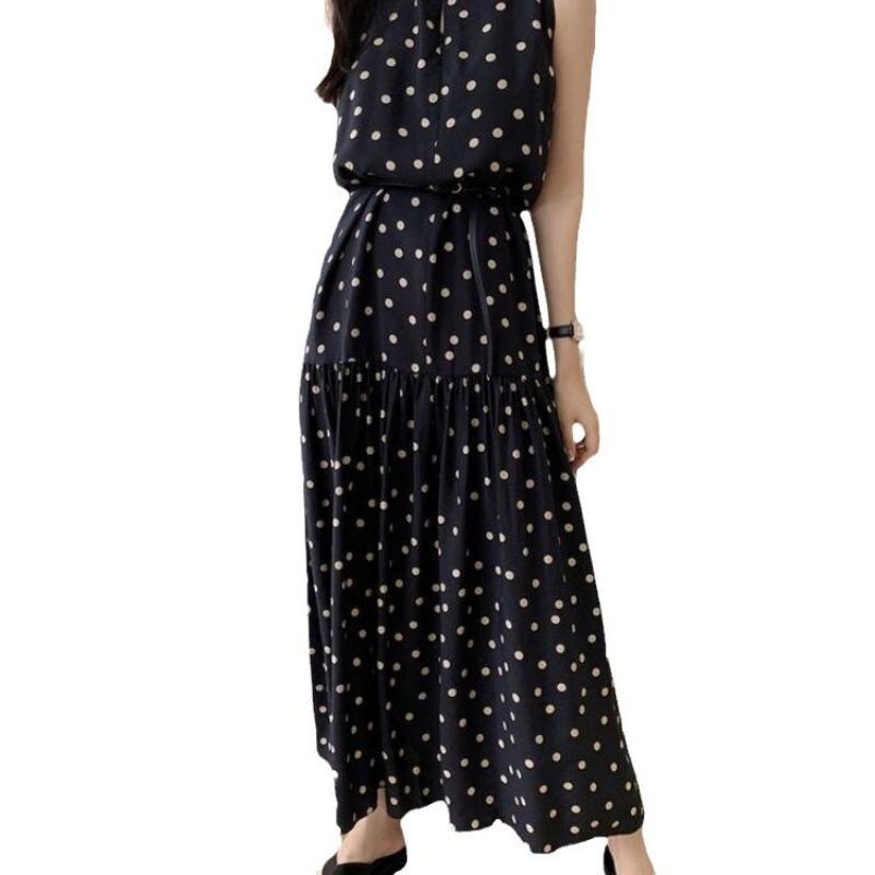 Round Neck Loose Casual Polka Dot Dress