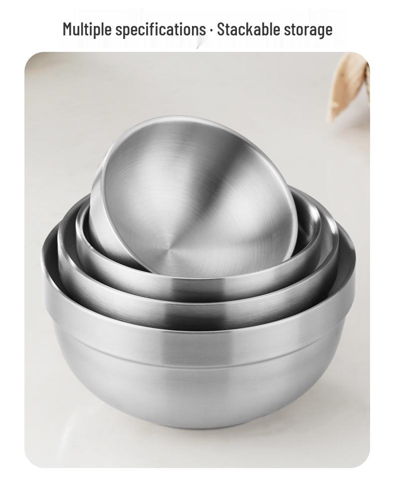 Hongjunda 316 Stainless Steel Double-Layer Anti-Scald Noodle and Soup Bowl