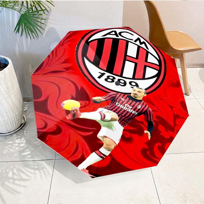 Ombrello Automatico Stampato Milan Football Club, 8 Stecche per Viaggio, Campeggio, Ombrello Casual, Regalo Essenziale per per famiglia e amici