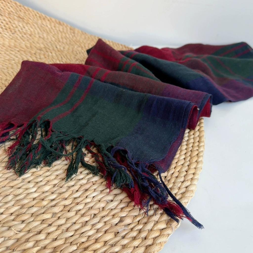 Vintage Women Cotton And Linen Scarf Long Soft Warm Autumn Winter Korean Style Personalized Soft Scarves 65*220Cm