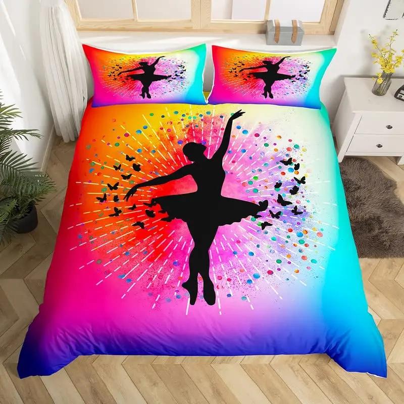 

Пододеяльник Love Gymnastics King Queen, комплект постельного белья для занятий балетом на полу, неоново-розовый, для танцев, чехол из полиэстера 135x200cm 2pcs