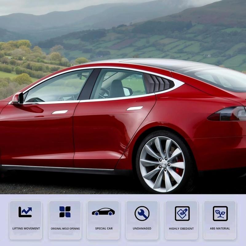 Για Tesla Model S Πίσω Πλαϊνά Καλύμματα Παραθύρων Περσίδες Σπορ Στυλ Δροσερή Εξωτερική Διακόσμηση κατάλληλα για Tesla Model S 2017-2024 Αξεσουάρ